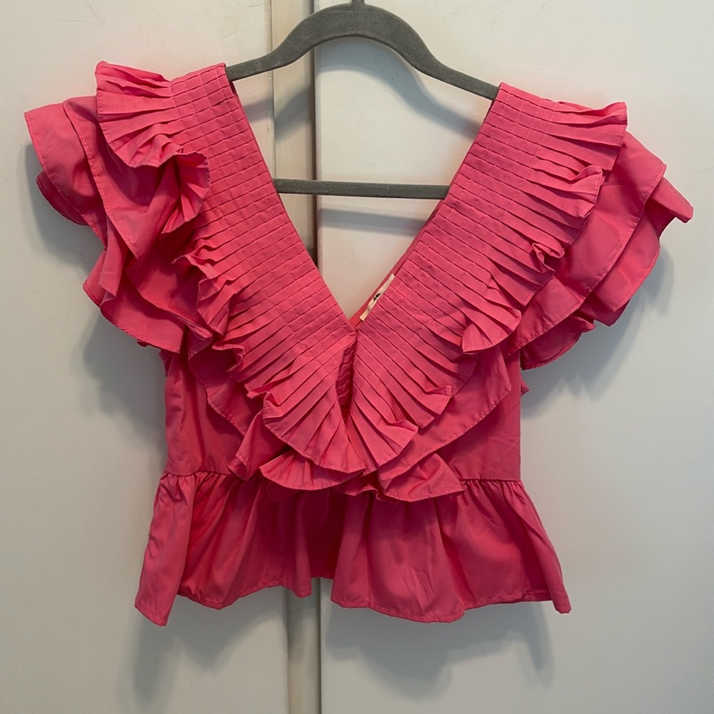 Pink Ruffle Women’s Top - Picture 2 of 10